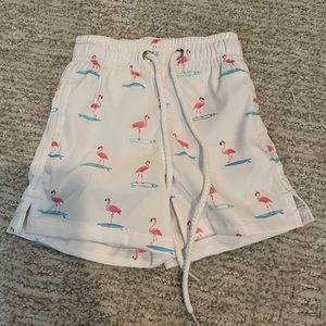 NEW Kenny Flowers boys swim trunks UPF 50+, The Surfing Flamingo, Size 6M